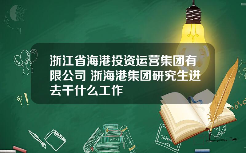浙江省海港投资运营集团有限公司 浙海港集团研究生进去干什么工作